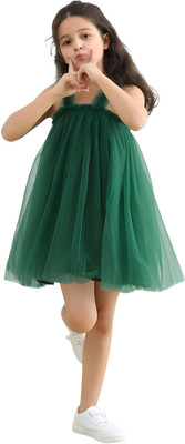 SiddatKidDaisy Indi Baby Girls Above Knee Party Dress(Green, Sleeveless)