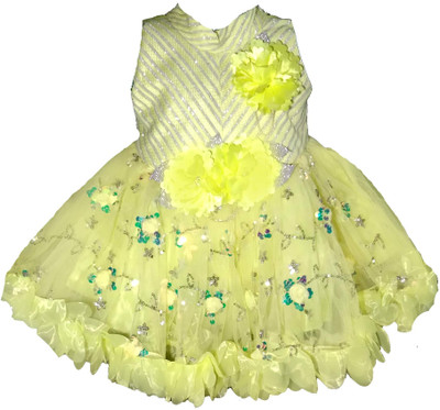 Stylish Collection Baby Girls Midi/Knee Length Party Dress(Red, Sleeveless)