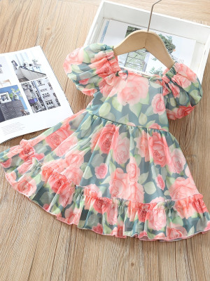 Style Connect Indi Girls Midi/Knee Length Party Dress(Pink, Short Sleeve)