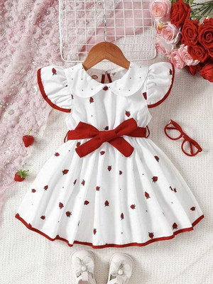 Mullick the designer Baby Girls Midi/Knee Length Casual Dress(White, Half Sleeve)