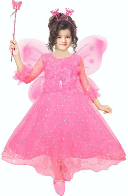 HB Collection Baby Girls Maxi/Full Length Festive/Wedding Dress(Pink, Sleeveless)