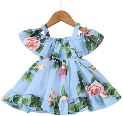 CARTIKKAAY Baby Girls Midi/Knee Length Festive/Wedding Dress(Multicolor, Fashion Sleeve)