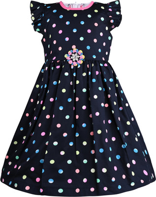 Silver Kraft Girls Midi/Knee Length Casual Dress(Black, Cap Sleeve)