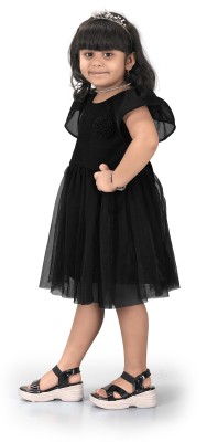 Kids Clothing By VNB Baby Girls Midi/Knee Length Party Dress(Black, Sleeveless)