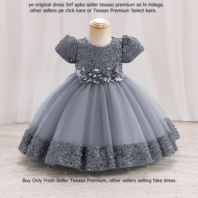 kidzy dresses Girls Maxi/Full Length Party Dress(Grey, Short Sleeve)
