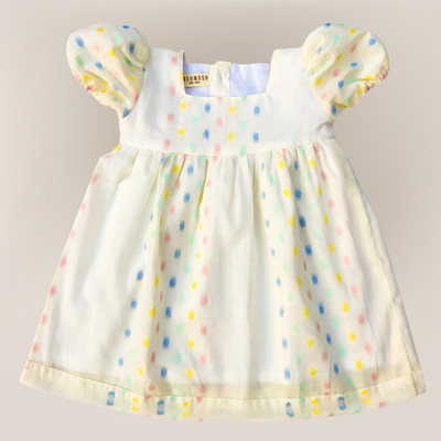 Koshmosh Indi Baby Girls Midi/Knee Length Casual Dress(White, Half Sleeve)