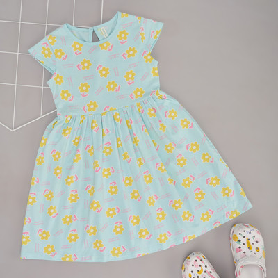 Pantaloons Junior Girls Midi/Knee Length Casual Dress(Light Blue, Half Sleeve)