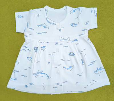 TJAII Baby Girls Midi/Knee Length Casual Dress(White, Short Sleeve)