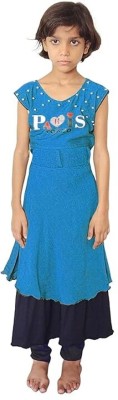 World of Mystery Girls Calf Length Festive/Wedding Dress(Blue, Sleeveless)