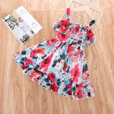 EVOSEL Girls Midi/Knee Length Casual Dress(Red, Short Sleeve)