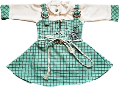ARUNA CREATIONn Baby Girls Midi/Knee Length Casual Dress(Green, Full Sleeve)