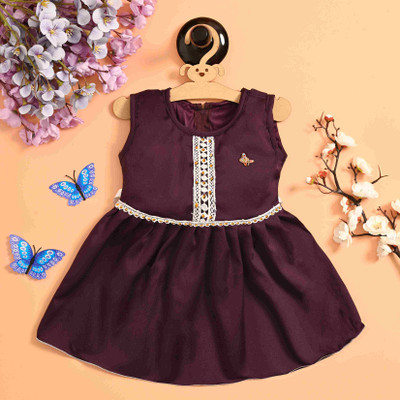 SGLIFESTYLE Baby Girls Midi/Knee Length Festive/Wedding Dress(Purple, Sleeveless)