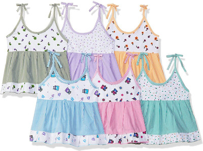 ONCH Girls Midi/Knee Length Casual Dress(Multicolor, Sleeveless)