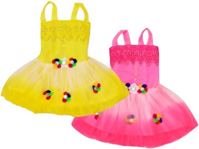 KIDS PARYANIS Baby Girls Midi/Knee Length Festive/Wedding Dress(Multicolor, Sleeveless)