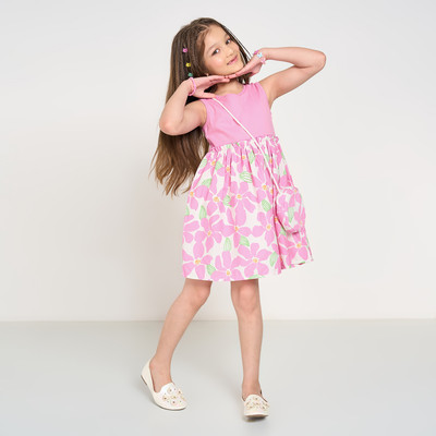 Pantaloons Junior Girls Mini/Short Casual Dress(Pink, Sleeveless)