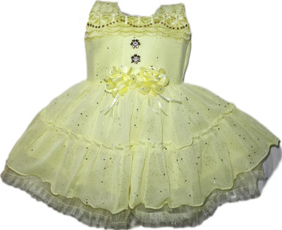 NKG FASHION Girls Midi/Knee Length Festive/Wedding Dress(Green, Sleeveless)