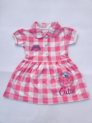 SHERA FASHION Baby Girls Midi/Knee Length Casual Dress(Pink, Half Sleeve)