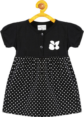 babeezworld Baby Girls Midi/Knee Length Casual Dress(Black, Short Sleeve)
