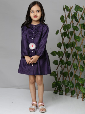 SHOPPERTREE Girls Midi/Knee Length Casual Dress(Black, Full Sleeve)