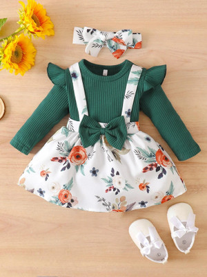 Jayshree Enterprise Baby Girls Midi/Knee Length Party Dress(Green, Full Sleeve)