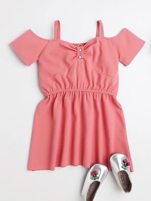 ADDYVERO Indi Girls Midi/Knee Length Party Dress(Pink, Short Sleeve)