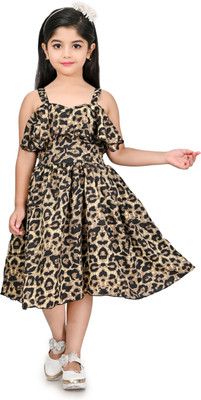 SPAMitude Indi Girls Midi/Knee Length Casual Dress(Black, Sleeveless)