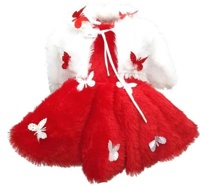 STUMBLE FASHION Baby Girls Midi/Knee Length Festive/Wedding Dress(Red, Half Sleeve)