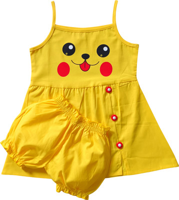 OF FASHION Baby Girls Midi/Knee Length Casual Dress(Yellow, Sleeveless)