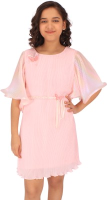 Cutecumber Girls Above Knee Casual Dress(Pink, Half Sleeve)