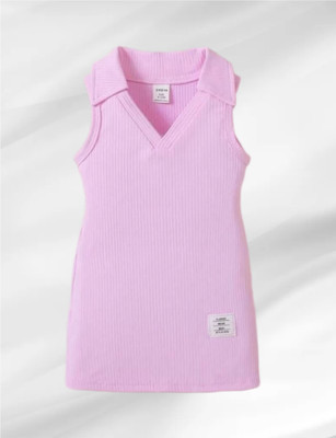 UPTREND VESTURE Baby Girls Midi/Knee Length Casual Dress(Pink, Sleeveless)