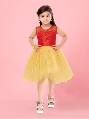 Aarika Indi Baby Girls Midi/Knee Length Party Dress(Red, Sleeveless)