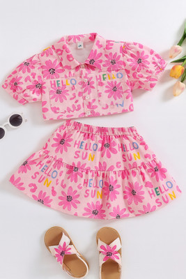 SK Dresses Indi Baby Girls Short/Mid Thigh Festive/Wedding Dress(Pink, Half Sleeve)