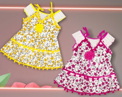Funnyboo Baby Girls Midi/Knee Length Casual Dress(Multicolor, Sleeveless)