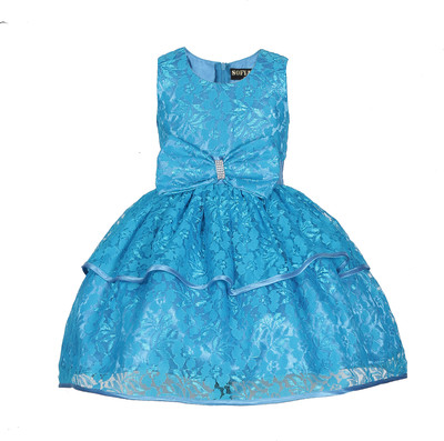 Wish littlle Girls Midi/Knee Length Party Dress(Blue, Sleeveless)