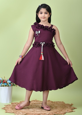 j.n.s rozina Indi Girls Below Knee Festive/Wedding Dress(Purple, Fashion Sleeve)