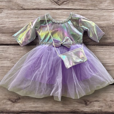 ShreeKV Baby Girls Below Knee Party Dress(Purple, Half Sleeve)