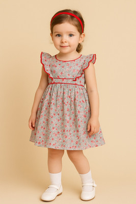 Miyo Indi Girls Midi/Knee Length Festive/Wedding Dress(Blue, Fashion Sleeve)