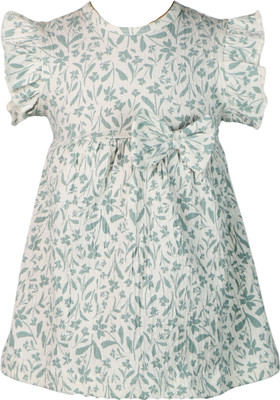 Kiddiebumz Baby Girls Midi/Knee Length Casual Dress(Beige, Green, Cap Sleeve)