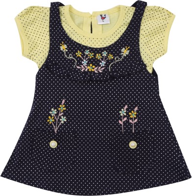 Miss & Chief Baby Girls Midi/Knee Length Casual Dress(Yellow, Short Sleeve)