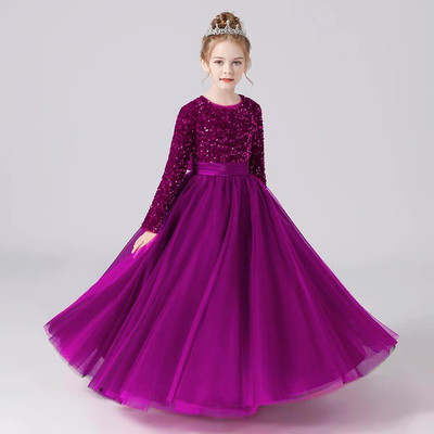 VAANI ENTERPRISE Indi Girls Maxi/Full Length Party Dress(Purple, Full Sleeve)
