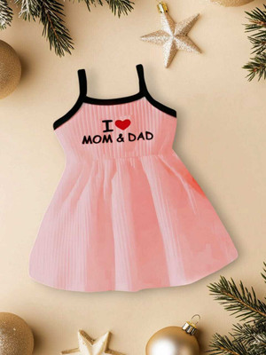 MCST Baby Girls Above Knee Casual Dress(Pink, Sleeveless)