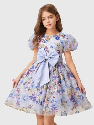 MANSICREATION Girls Above Knee Casual Dress(Multicolor, Short Sleeve)