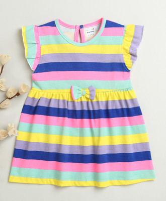 BUMZEE Baby Girls Above Knee Casual Dress(Multicolor, Fashion Sleeve)