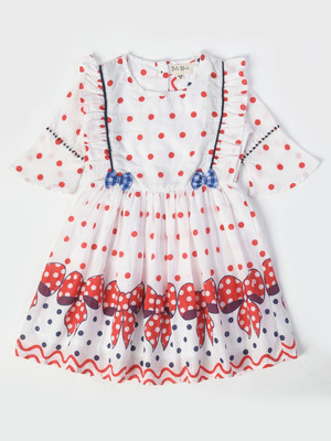 Bella Moda Baby Girls Midi/Knee Length Casual Dress(White, 3/4 Sleeve)