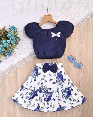 KAJOLDRESSES Baby Girls Below Knee Party Dress(Blue, Short Sleeve)