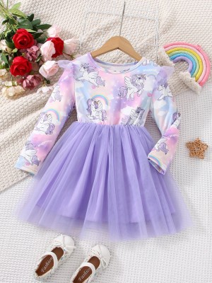 PURNKAMAAY TRENDZ Baby Girls Midi/Knee Length Party Dress(Multicolor, Full Sleeve)