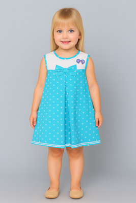 Oliver & Sophie Girls Midi/Knee Length Casual Dress(Blue, Sleeveless)