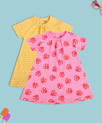 MINI KLUB Baby Girls Midi/Knee Length Casual Dress(Multicolor, Short Sleeve)