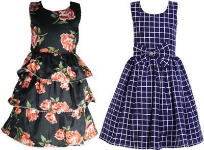 Miranga Girls Below Knee Casual Dress(Light Green, Sleeveless)