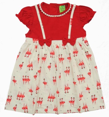 Clothe Funn Baby Girls Midi/Knee Length Casual Dress(Red, Cap Sleeve)